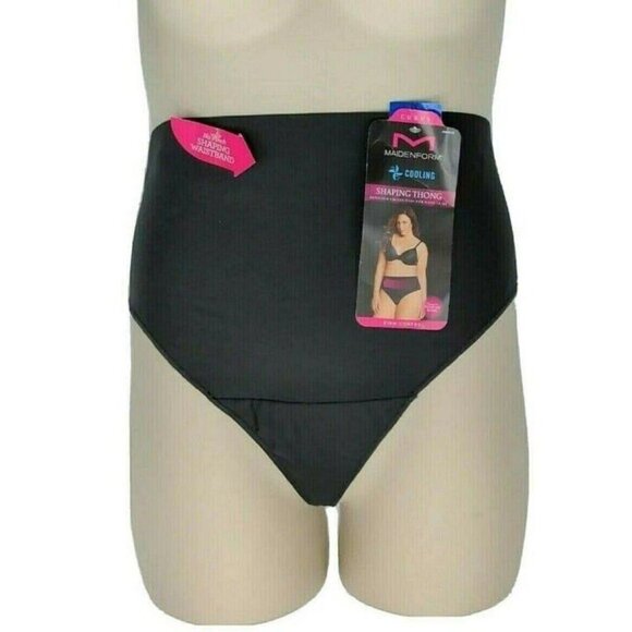 BOGO Maidenform Curvy Cooling Shaping Thong Firm Control Black Beige 4X NEW Lot - Picture 2 of 10
